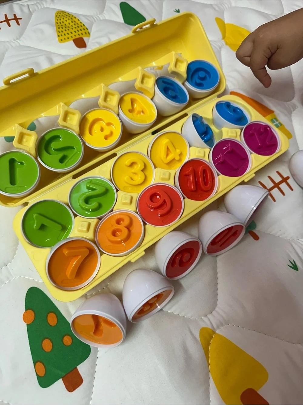 Yellow Carton Toddler Number Matching Egg Toy - Kids Educational Counting Set